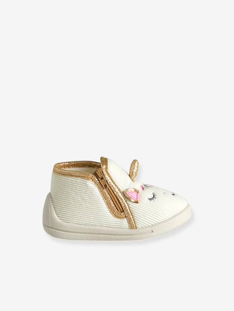Canvas Slippers with Zip, for Babies beige+pale pink+printed beige+printed pink+printed white+vanilla - vertbaudet enfant 