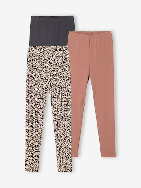Pack of 3 leggings for girls ink blue+vanilla - vertbaudet enfant 