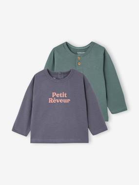 Baby-T-shirts & Roll Neck T-Shirts-T-shirts-Pack of 2 long-sleeved T-shirts for baby