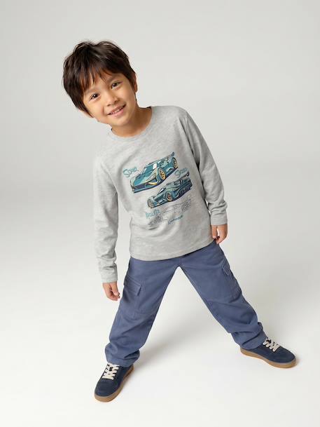 T-shirt motif ludique garçon écru+gris chiné - vertbaudet enfant 