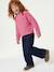 Long-sleeved round-neck jumper for girls ecru+navy blue+rose - vertbaudet enfant 