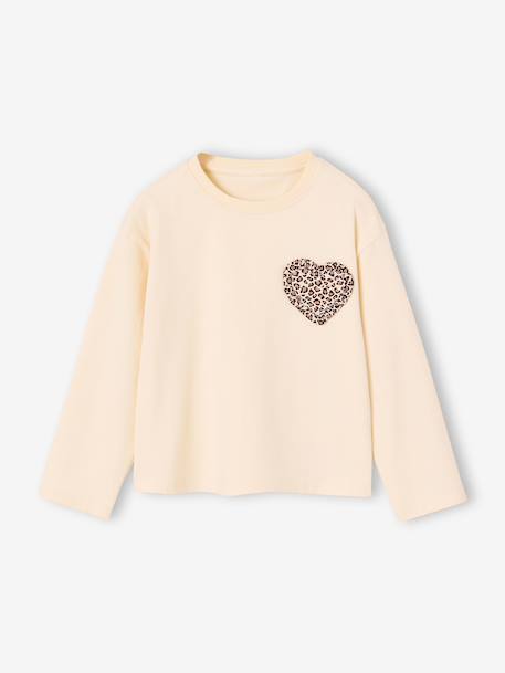 Long-sleeved T-shirt for girls ecru+vanilla - vertbaudet enfant 
