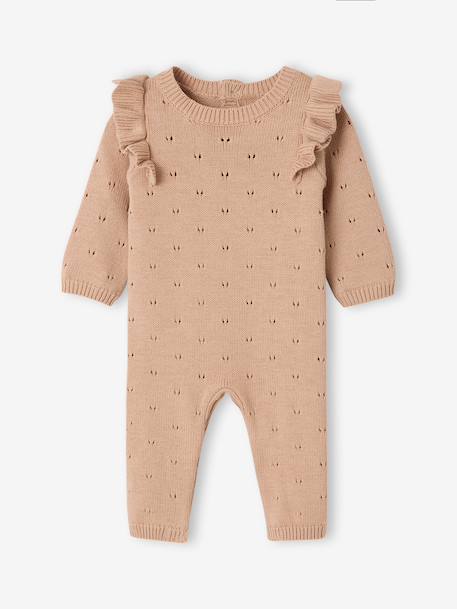 Knitted playsuit for baby girls marl beige - vertbaudet enfant 