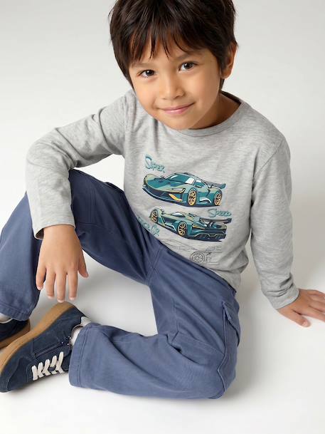 T-shirt motif ludique garçon écru+gris chiné - vertbaudet enfant 