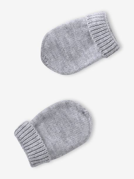 Baby hat, snood and mittens set marl grey - vertbaudet enfant 
