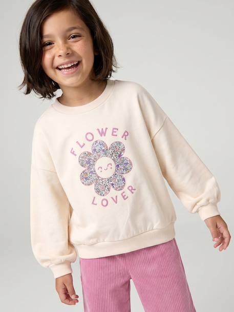 Ensemble fille sweat et pantalon écru - vertbaudet enfant 