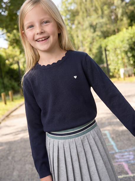 BASICS Jumper for Girls grey green+navy blue+peony pink+raspberry pink+tangerine - vertbaudet enfant 