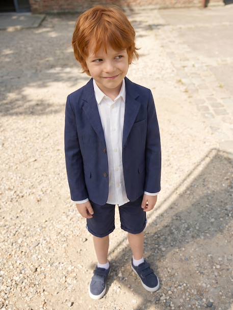 Occasion Wear Cotton/Linen Jacket for Boys beige+Beige+blue+Dark Blue+sage green - vertbaudet enfant 