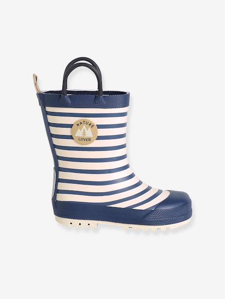 Bottes de pluie bébé détails ludiques bleu clair+rayé marine+vert imprimé - vertbaudet enfant 