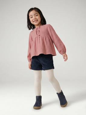 -Corduroy Shorts with Heart Pockets, Easy To Slip On, for Girls