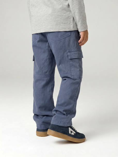 Pantalon battle garçon bleu jean+olive - vertbaudet enfant 