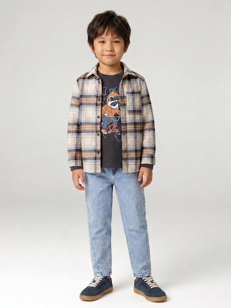 Long-sleeved T-shirt for boys bordeaux red+marl white+slate grey - vertbaudet enfant 