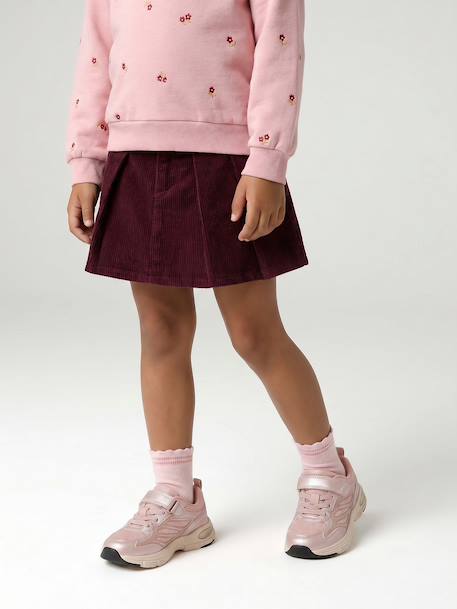 Pleated skort for girls beige+bordeaux red+English green - vertbaudet enfant 