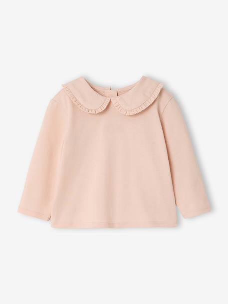 Long Sleeve Top with Peter Pan Collar, for Babies aqua green+Beige+pale pink - vertbaudet enfant 