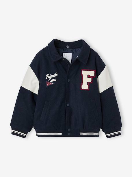 Teddy jacket with detachable hood for boys navy blue - vertbaudet enfant 