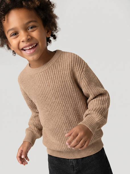 Round-neck jumper for boys marl beige - vertbaudet enfant 