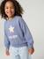 Crewneck sweatshirt with long sleeves for girls chambray blue+marl grey - vertbaudet enfant 