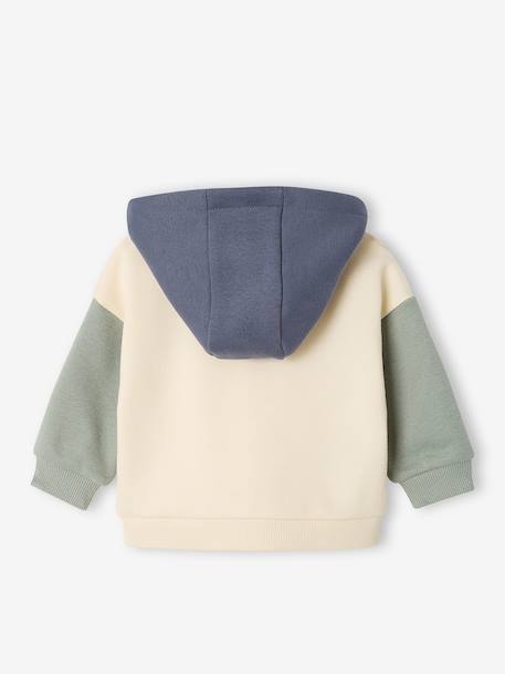 Personalised baby hooded sweatshirt sage green - vertbaudet enfant 