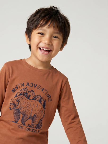 T-shirt manches longues garçon anthracite+blanc+cappuccino+rouge+vert sauge - vertbaudet enfant 