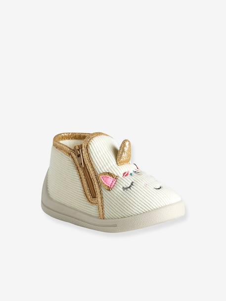 Canvas Slippers with Zip, for Babies beige+pale pink+printed beige+printed pink+printed white+vanilla - vertbaudet enfant 