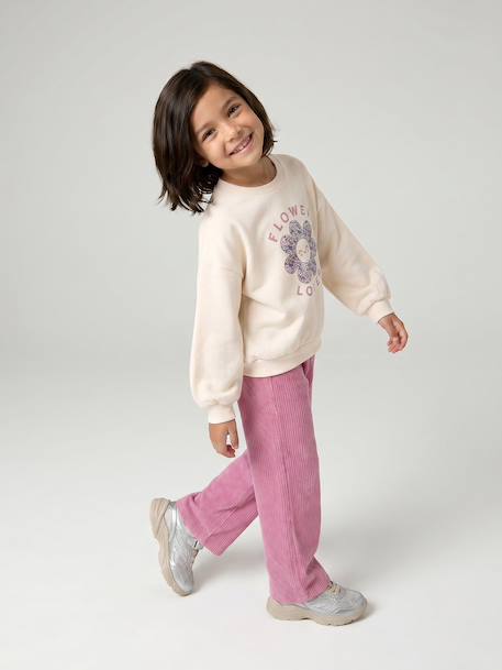 Ensemble fille sweat et pantalon écru - vertbaudet enfant 