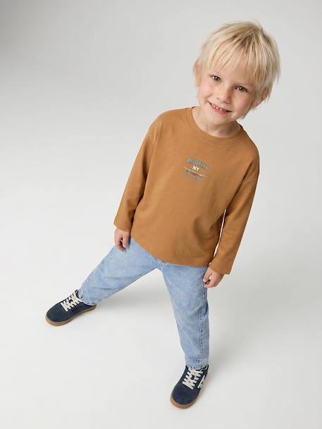 Long-sleeved T-shirt for boys ocean blue+ochre - vertbaudet enfant 