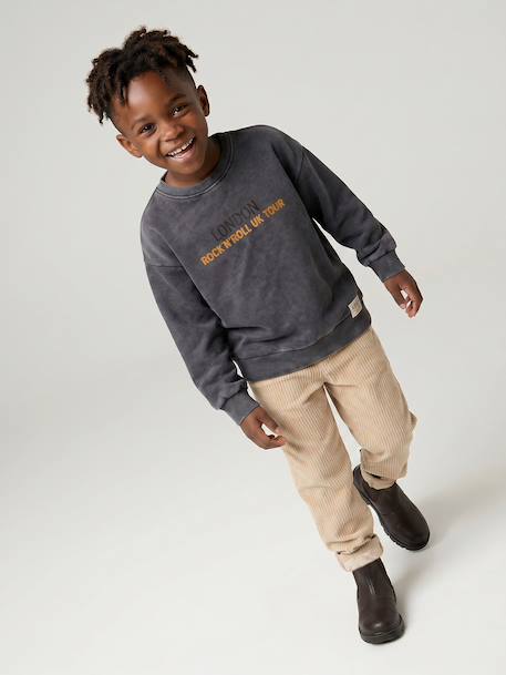 Corduroy Trousers, Easy to Slip On, for Boys beige+navy blue+slate blue - vertbaudet enfant 