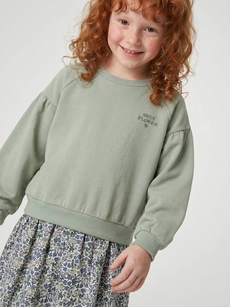 Dual Fabric Dress for Girls anthracite+ecru+mauve+sage green - vertbaudet enfant 