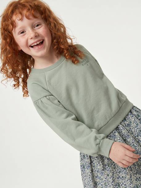 Dual Fabric Dress for Girls anthracite+ecru+mauve+sage green - vertbaudet enfant 