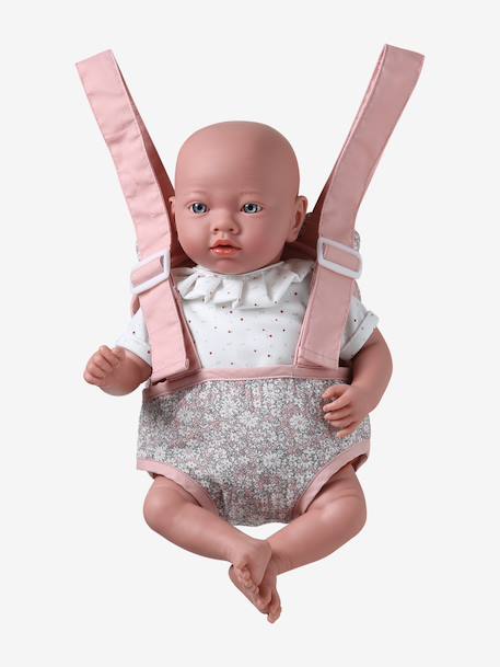 Baby Carrier For Dolls, in Cotton Gauze black+printed pink+rose+yellow - vertbaudet enfant 