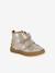 Basket bébé fille cuir à scratchs beige imprimé+jaune d'or - vertbaudet enfant 
