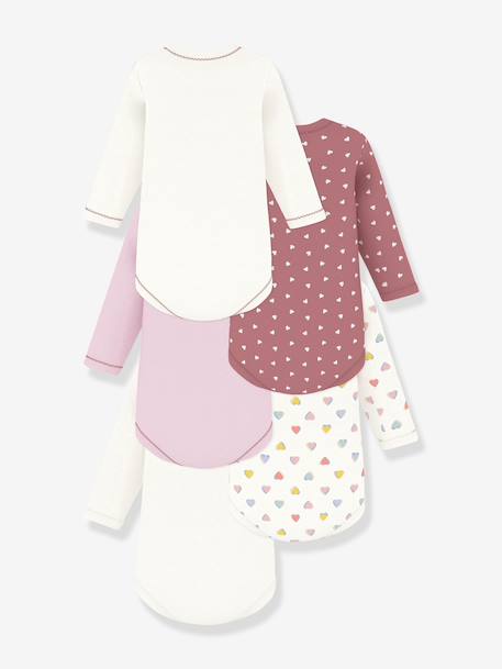 Pack of 5 long-sleeved bodysuits by PETIT BATEAU rose - vertbaudet enfant 
