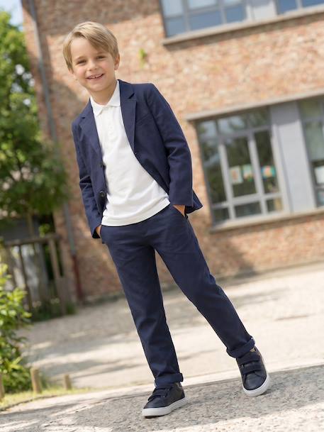 Short Sleeve Polo Shirt, Embroidery on the Chest, for Boys blue+BLUE MEDIUM SOLID WITH DESIGN+Green+pale yellow+terracotta+WHITE LIGHT SOLID WITH DESIGN - vertbaudet enfant 