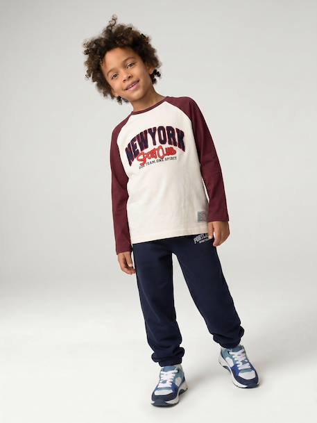 T-shirt manches longues raglan garçon bordeaux - vertbaudet enfant 