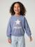 Crewneck sweatshirt with long sleeves for girls chambray blue+marl grey - vertbaudet enfant 