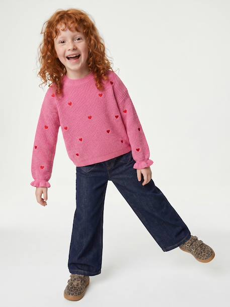 Wide-leg jeans for girls brut denim+medium blue - vertbaudet enfant 
