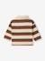 Striped long-sleeved baby polo shirt cocoa+grey blue - vertbaudet enfant 