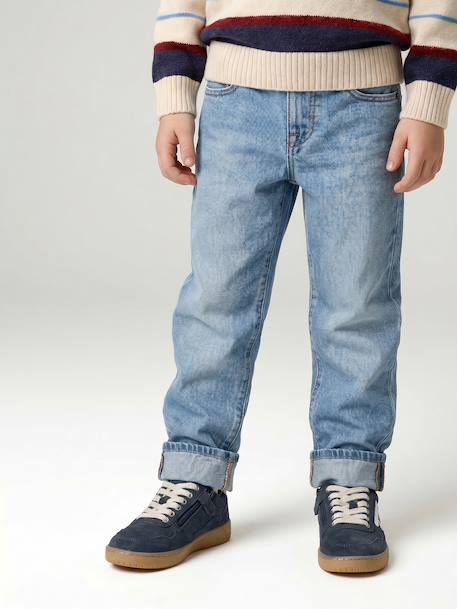 Straight Leg Jeans with Turn-Ups for Boys brut denim+stone - vertbaudet enfant 