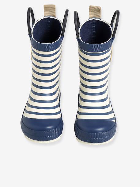 Striped Wellies for Babies light blue+printed green+striped navy blue - vertbaudet enfant 