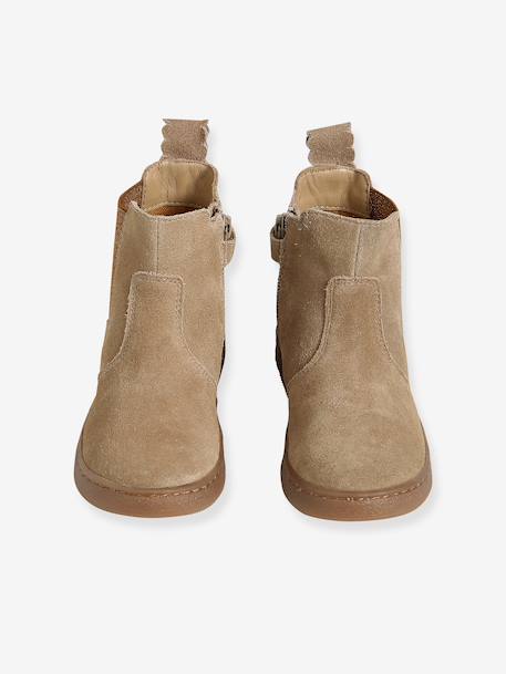Leather Boots for Girls beige+bronze+brown+camel+green+navy blue+old rose - vertbaudet enfant 