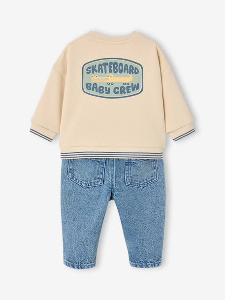 2-piece sweatshirt and trousers set for baby ecru - vertbaudet enfant 