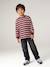 Striped Long-Sleeved T-Shirt for Boys bordeaux red+ecru+night blue - vertbaudet enfant 