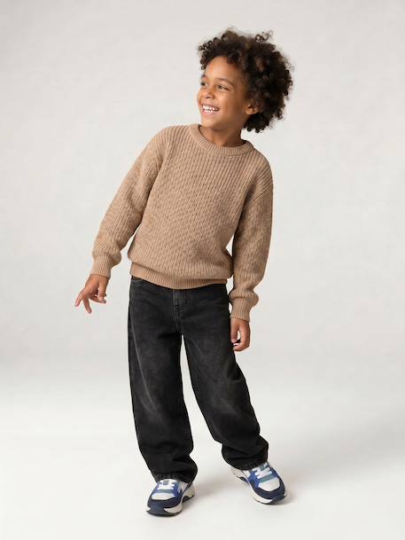 Round-neck jumper for boys marl beige - vertbaudet enfant 