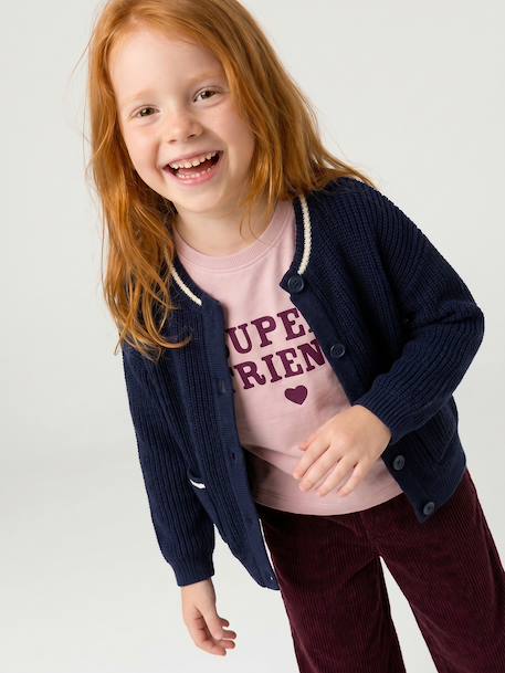 Knit cardigan for girls navy blue - vertbaudet enfant 