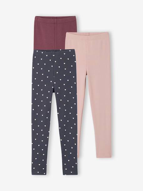 Pack of 3 leggings for girls ink blue+vanilla - vertbaudet enfant 