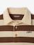 Striped long-sleeved baby polo shirt cocoa+grey blue - vertbaudet enfant 