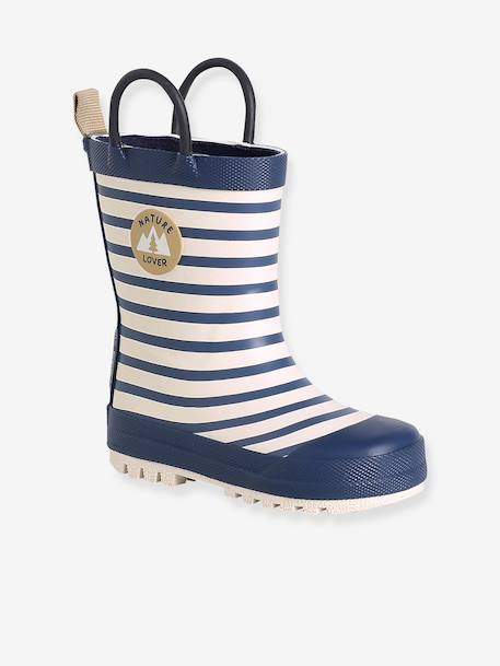 Striped Wellies for Babies light blue+printed green+striped navy blue - vertbaudet enfant 