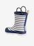 Bottes de pluie bébé détails ludiques bleu clair+rayé marine+vert imprimé - vertbaudet enfant 