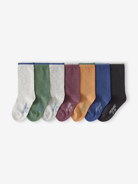 Pack of 7 Pairs of Socks for Boys beige+chocolate+marl grey - vertbaudet enfant 