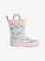 Printed Rubber Wellies for Children, Designed for Autonomy ecru+printed blue+set pink - vertbaudet enfant 